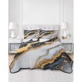 thumbnail image 3 of Black Golden Marble Full Size Down Alternative Comforter, Lightweight Comforter Quilt Bedding Set with Pillow Shams Modern Ink Painted Abstract All Seasons Bed Comforter Duvet Insert 78"x90", 3 of 7