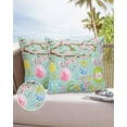thumbnail image 6 of Pack of 2 Outdoor Pillow Covers, Happy Easter Spring Color Eggs with Flowers Blue Waterproof Square Throw Pillowcase Cushion Decorative Pillow Covers for Couch Patio Tent, 16x16 in, 6 of 6