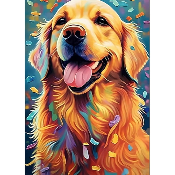 5D DIY Diamond Painting Set "Dog, Golden Retriever" Round Diamond Art Crafts for Adults, Suitable for Wall Decoration, Bedroom and Home Decoration