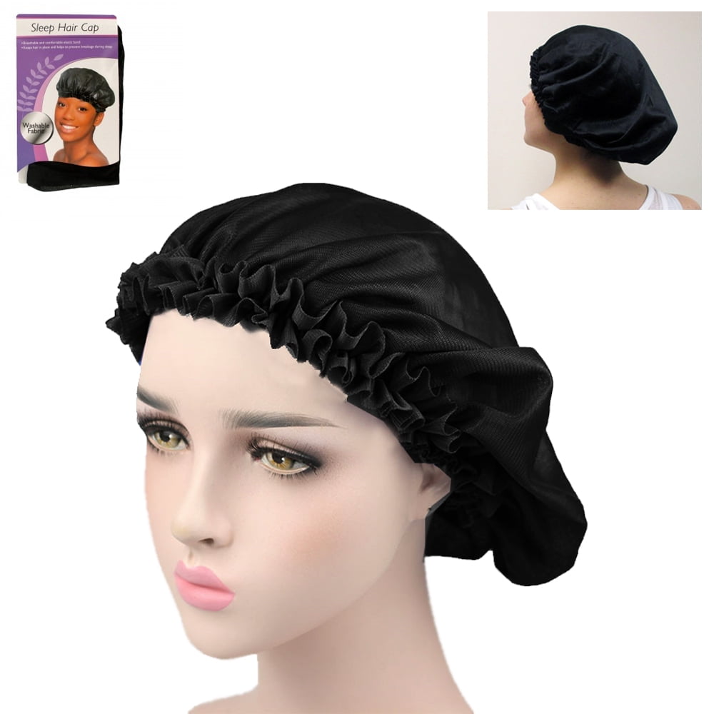 Women Mesh Night Sleep Cap Wide Band Elastic Bonnet Hat Hijab Hair Cover Wrap 