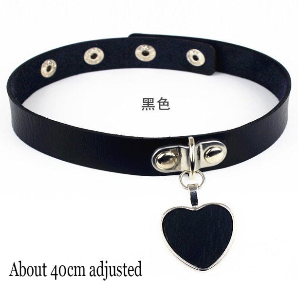 Nuevo Sexy Harajuku PU cuero cadena corazón colgante collares mujeres hombres Punk cuello gótico negro Rosa gargantilla Collar Cool Collar Tan Jianjun unisex