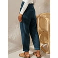 thumbnail image 3 of Asyoly Corduroy Pants for Women Solid Casual High Waisted Straight Leg Pants Loose Comfy Trousers with Pockets, 3 of 4