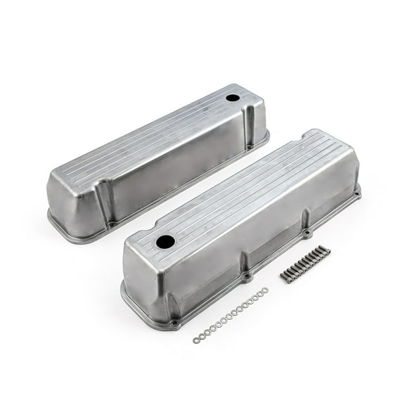 Speedmaster PCE314.1091.02 Compatible with Ford 429 460 Polished Aluminum Ball Milled Valve Covers - Tall w/ Hole