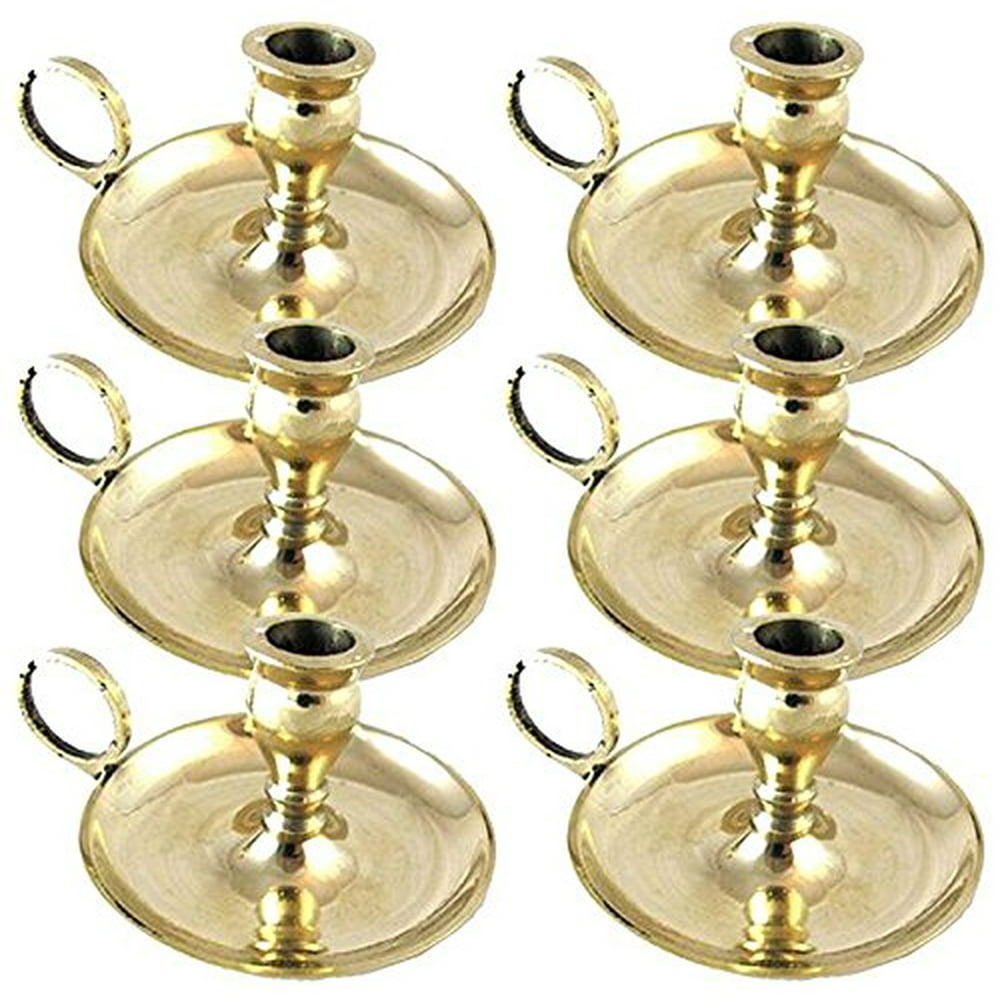 Small Brass Chamberstick Candle Holders (½inch diameter), Box of 6