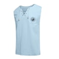thumbnail image 3 of LNZGNM Men's Tank Top Lace-Up Linen Sleeveless Tank Top, Breathable Summer Tank Top Sleeveless Workout Tank for Men,Sky Blue(XL), 3 of 5