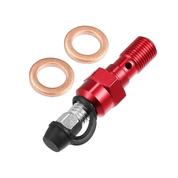 Unique Bargains 1 Set Motorcycle Brake Master Cylinder Caliper M10x1.0 Bleeder Screw Nipple Dust Cap Red