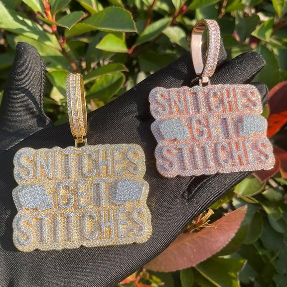 DUBSS Prong Necklace Gold Color Pendant for Men Iced Out Cubic Zirconia Real Copper Gold Plated Hip Hop Jewelry