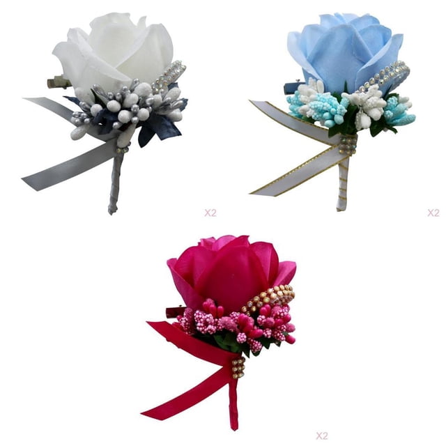 Boutonniere de rosas para hombre, alfileres de solapa, flor de , paquete de 6, para novio, boda, boutonniere, , broche, accesorios para atue