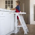 thumbnail image 2 of Little Partners Learn 'N Fold Learning Tower Foldable Toddler Platform Baby Kitchen Stool, Children's Folding Kitchen Helper Adjustable Ladder for Kids Ages 2 to 6 (Soft White), 2 of 5