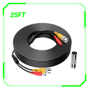 CJP-Geek 25FT Premade 2-in-1 BNC Video Power Cable/Wire,High-Quality PVC Material PVC Material,Fire Resistant,2-in-1 Video Power Cable,Camera Cable Replacement For CCTV,DVR,Surveillance System