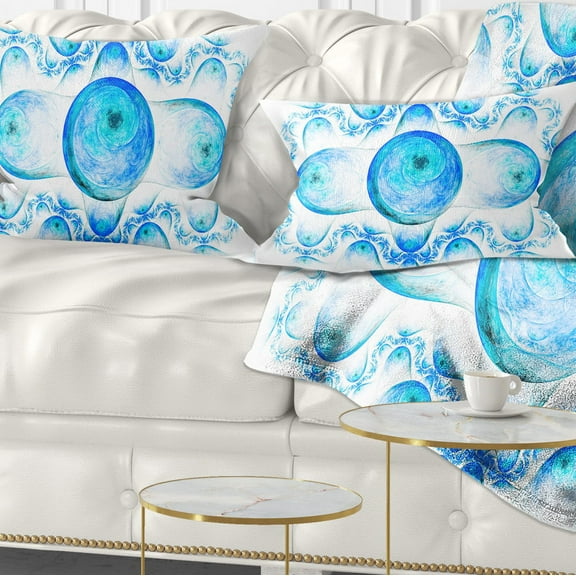 Designart Blue Exotic Fractal Pattern - Abstract Throw Pillow - 12x20