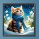 thumbnail image 3 of Pintura de diamante 5D DIY, bufanda redonda completa, Kit de gato, decoración del hogar, 30x30cm, 3 of 9