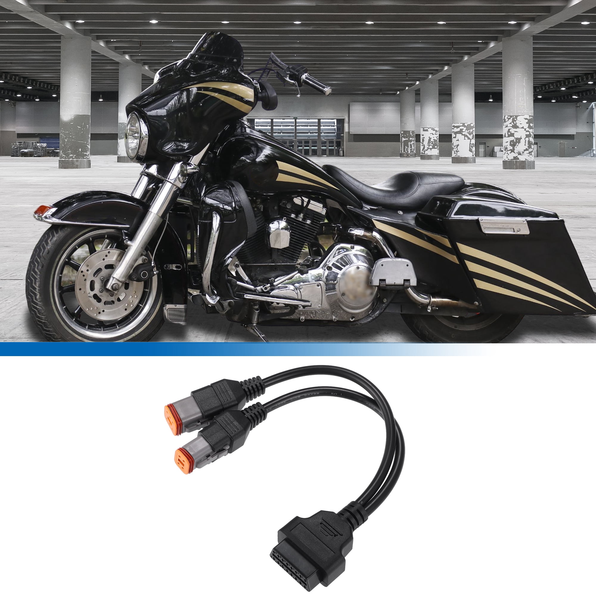 Unique Bargains 16 Pin to 4 Pin 6 Pin Motorcycle OBD Cable Diagnostic Tool Scanner Adaptor