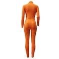 thumbnail image 4 of Women's Casual Jumpsuit Long Sleeve Onesies Solid Color High Neck Bodysuit and Pants Playsuit Orange S, 4 of 9