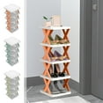 thumbnail image 1 of DIY Modular Storage Shelf | 5-Tier Adjustable Shoe Rack & Organizer | Plastic Multifunctional Rack for Living Room, Bathroom, or Dorm | Green, Orange, Blue, 1 of 7