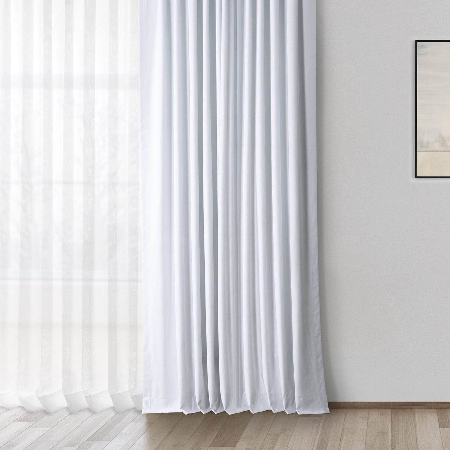 Exclusive Fabrics  Vintage Thermal Cross Linen Weave Blackout Curtains (1 Panel) White 50 X 96 96 Inches