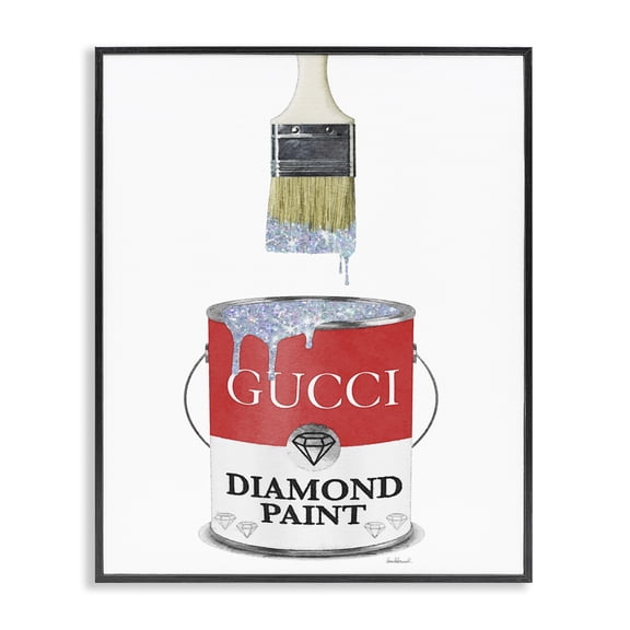 Stupell Industries Eclectic Diamond Paint Fashion Pop Container Designer Glam Red Black Framed Giclee Art, 11 x 14, by Amanda Greenwood