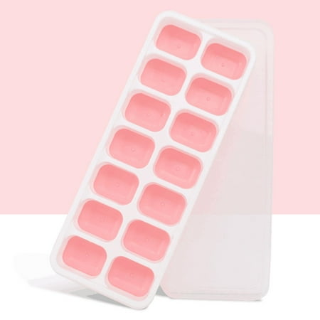 

LASHALL Ice Trays 1PC Easy-Release Silicone and Flexible 14-Ice Trays with Removable Lid Pink(Buy 2 Get 1 Free Ship 3)