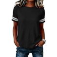 thumbnail image 6 of TGSLY Women's Eyelet Lace Trim Linen Tops Lightweight Crew Neck Solid Color Cotton Blouses Relaxed Dressy Casual Short Sleeve T-Shirts S, 6 of 7