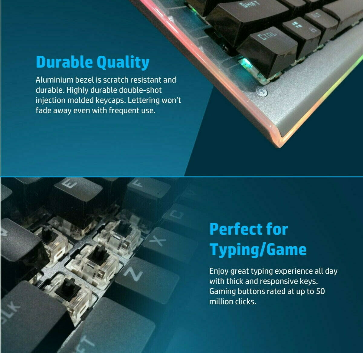 HP GK520 Wired Mechanical Gaming Keyboard, Backlit