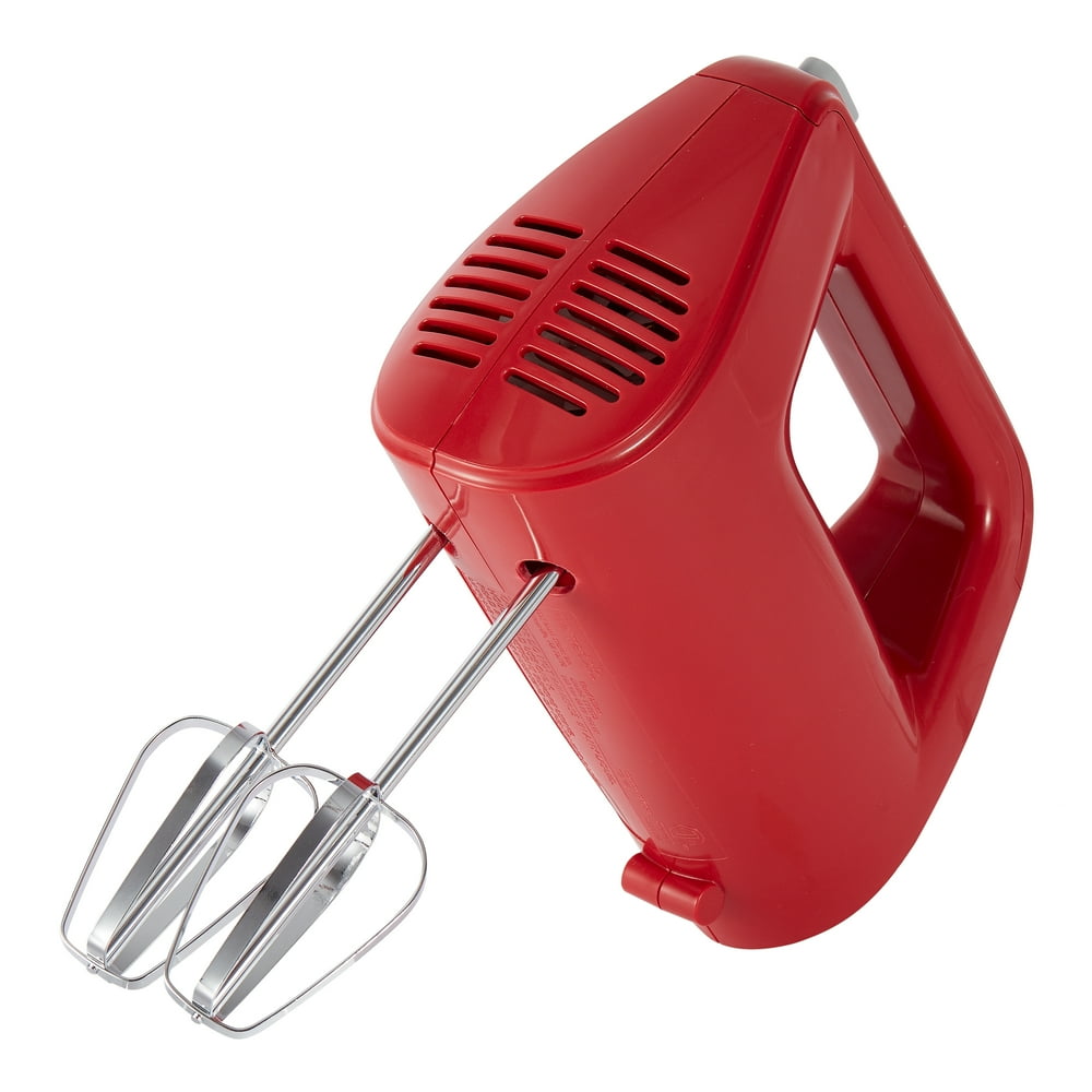 Mainstays 5Speed 150Watts Hand Mixer with Chrome Beaters, Red