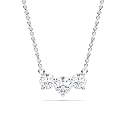 KEEVA JEWELS 3.50 Carat E-F/VVS-VS Round Moissanite Three-Stone Pendant Necklace for Women, 18-Inch Chain, Made in White Gold Plated Silver.