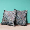 thumbnail image 3 of Glory of Flowers Peacock Throw Pillow with Removable Cover in Gray Yellow 16x16, 3 of 7