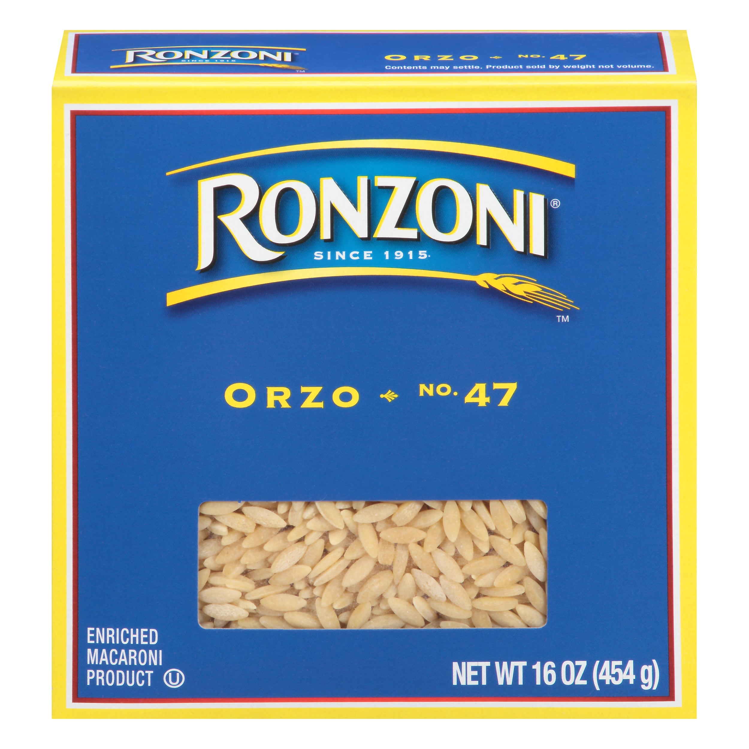Ronzoni Orzo, 16 oz, Non-GMO, Rice-Shaped Pasta for Soups and Salads