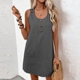 thumbnail image 6 of ClodeEU Women's Round Neck Sleeveless Button Cute Mini Dress,Casual Loose Summer Sundress Dark Gray,Women's Plus XXL, 6 of 8