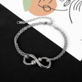 thumbnail image 4 of Pulsera para niñas y mujeres de acero inoxidable con circonita cúbica y colgante de corazón ajustable, 4 of 5