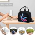 thumbnail image 6 of Pzuqiu Blue Butterfly Floral Insulated Lunch Tote Bag, Leakproof Thermal Reusable Lunch Box with Adjustable Strap, Large Capacity Sturdy Cooler Bag for Office School Picnic Travel, 6 of 7