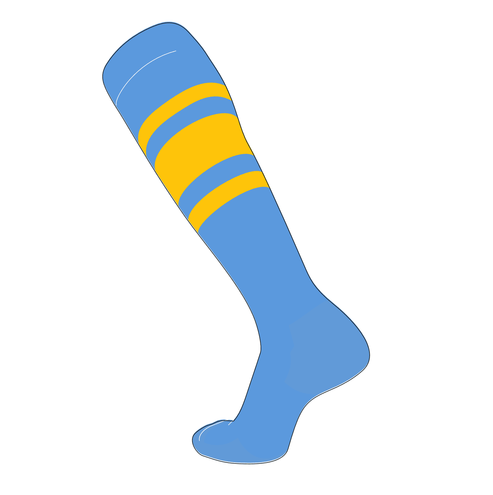 TCK Elite Baseball Football Knee High Striped Socks (C) Baby Blue, Gold