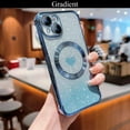 thumbnail image 4 of for iPhone 13 Case Magnetic Gradient Glitter [ Compatible with MagSafe ], Bling Love Heart Clear Phone Case, Camera Protection Sparkly Slim Soft Back Cover for Women Girls - Light Blue, 4 of 12