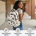 thumbnail image 4 of HUISEFOR Cow Print Bow Kids Backpack for Girls 17 Inch Large Capacity School Bag with Padded Straps Front Zipper Pocket, Lightweight Comfortable Shoulder Bookbag 10-12 Years Old, 4 of 7