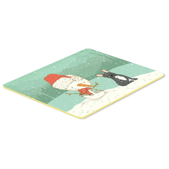 Black French Bulldog Snowman Christmas Kitchen or Bath Mat 24x36