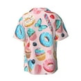 thumbnail image 2 of Naloa Cupcakes and Donuts Men's Loose Fit Cuban Collar Short-Sleeve Shirt with Button-down and Chest Pocket for Everyday Wear Outings - Medium, 2 of 7