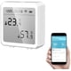 thumbnail image 1 of Termómetro higrómetro inteligente WiFi + sensor de temperatura y humedad Bluetooth con retroiluminación interior/exterior, control de aplicación Tuya (blanco), 1 of 5