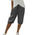 thumbnail image 5 of CIENVNSTG Cotton Linen Bermuda Shorts for Women High Waist Knee Length Baggy Solid Color Shorts with Pockets for Beach and Leisure Vacation Dark Gray XXL, 5 of 7