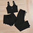 thumbnail image 4 of IMENGL Women's Pajamas Set Loungewear Pyjamas Of 3 Lace Pyjamas V Neck Tank Top Pyjama Shorts 3 Piece Leisure Suit Onesises Sleepwear Pajama Sets for Women,Black, 4 of 8
