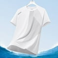 thumbnail image 3 of Men Summer Tops Men's New Summer Ice Silk Cool Loose Shirt Sports Short Sleeve Men Shirt Workout Workout T Shirts Short T Shirts Running Neck Mens Long Sleeve Turtleneck Tees Loose Long White 5XL, 3 of 3