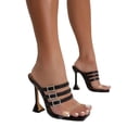 thumbnail image 3 of dmqupv Pool Sandals for Women Non Slip High-Heeled Sandals One Leather Flat Women's Legged Heel Womens Glitter Sandals Size 11 Sandal Black 8.5, 3 of 5