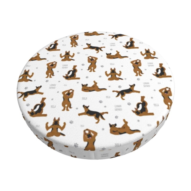 Easygdp German Shepherd Dog Print Easy To Install Bar Stool Covers&Stool Covers Round&Elastic Stool Cover, Barstool Covers,Washable&Bottom With Elastic Edge-12 inch