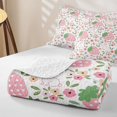 thumbnail image 4 of Erosebridal Pink Strawberry Bed Spread Queen for Girls, Colorful Floral Queen Coverlet Set, 3-Piece 1 Quilt and 2 Pillowcases, 4 of 7