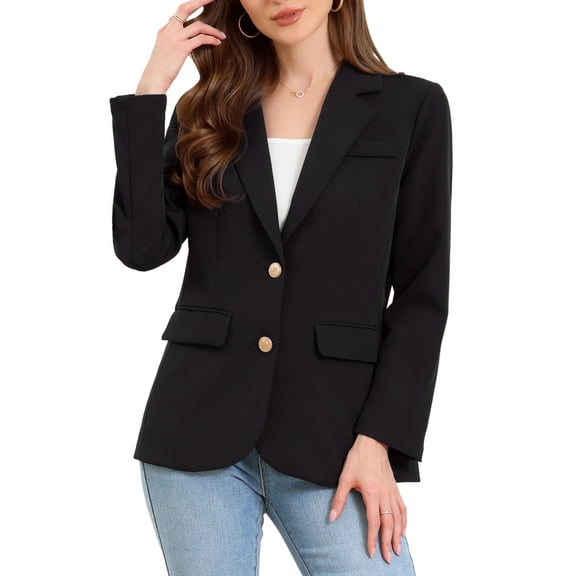 DARING DIVA Women's Business Casual Single Breasted Jacket Office Suit S Black