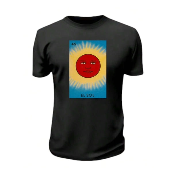 Playera Unisex El Sol De La Loteria Mexicana Color Negro Talla Chica Marca Emil SaEs