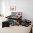 thumbnail image 6 of Homewish Retro Rustic Flower 7 Pieces Bedding Comforter Set,Boho Style Plant Full Bedding Set,Bohemain Floral Fitted Sheet Flat Sheet For Girls Kids,Microfiber Bedroom Decor Reversible, 6 of 8