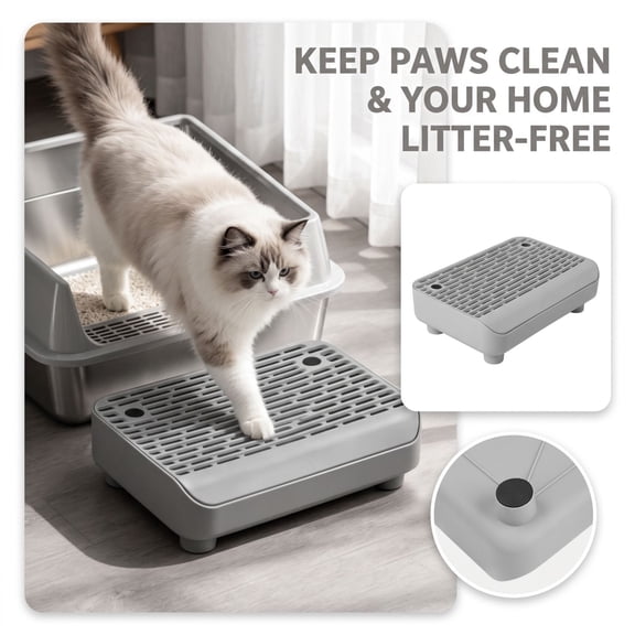 Cat Litter Mat Litter Box Mat with a Flip-top Lid,Extra Large Double-Layer Trapping Mats for Kitty,XL Cat Trapping Pad with Non-Slip Base,Durable,Waterproof,Washable,Easy to Clean