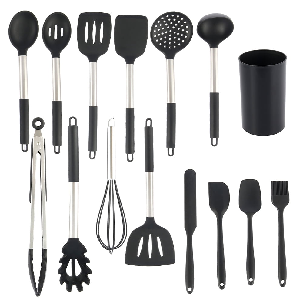 ODOMY 15PCS Chef Kitchen Utensil Set Silicone Cooking Kitchen Utensils ...