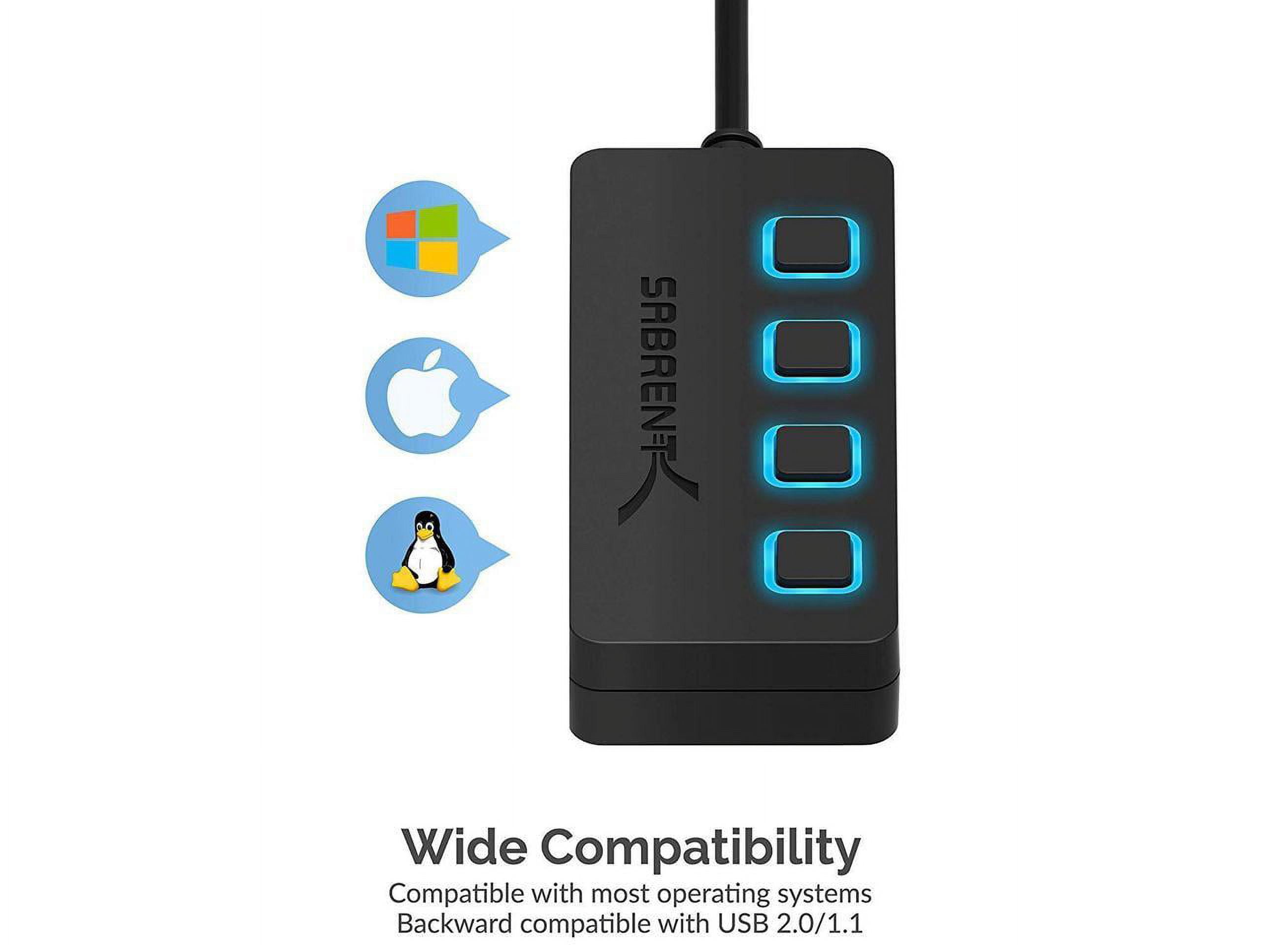 SABRENT Hub USB 3.0 de 4 Puertos USB con interruptores de alimentación  Individuales y LED | para PS5, Xbox, PC, y Gaming [HB-UM43]