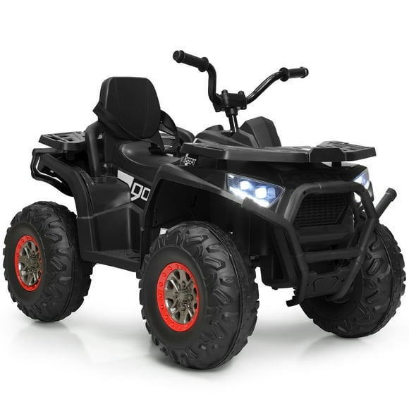 Gymax VTT Électrique 12 V pour Enfants, 4 Roues, Quad avec Lumière DEL, Noir
